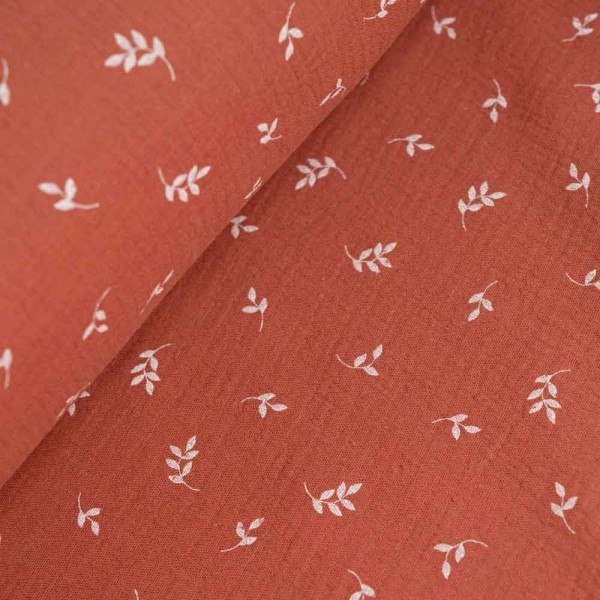 Musselin Double Gauze Zweigchen terra
