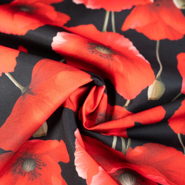 Canvas beschichtet Mohnblume schwarz