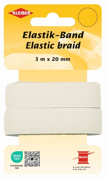 Kleiber 3m Gummiband weiß Standard-Elastic 20mm