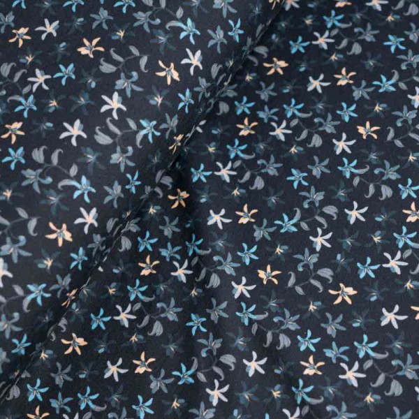 Baumwolljersey kleine Lilien dark navy
