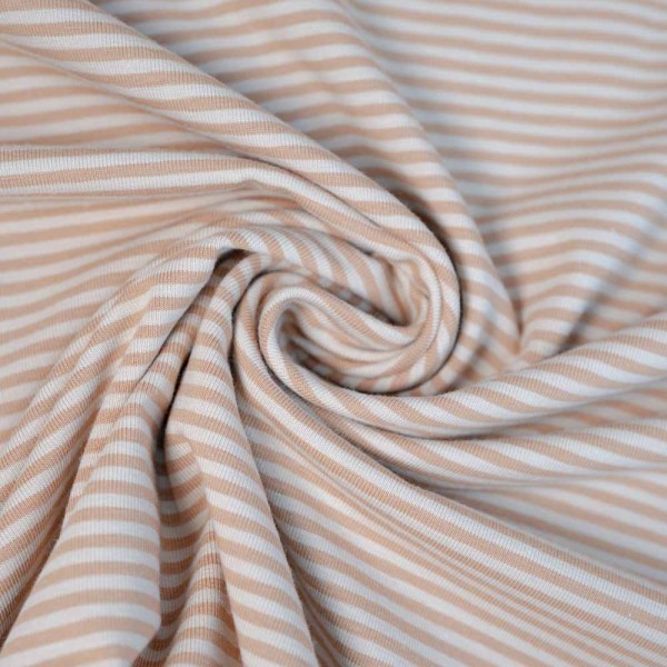 Baumwolljersey Streifen beige-weiß