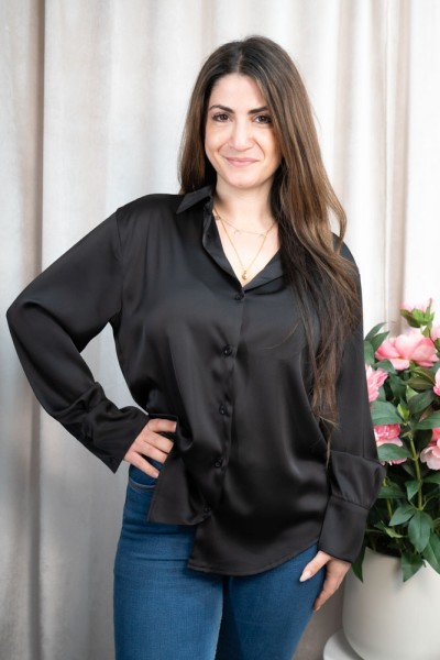 Satinbluse Hemdbluse Nadja schwarz