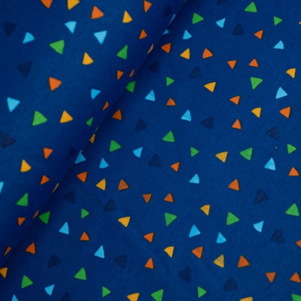 Baumwolljersey Bunte Dreiecke dunkelblau