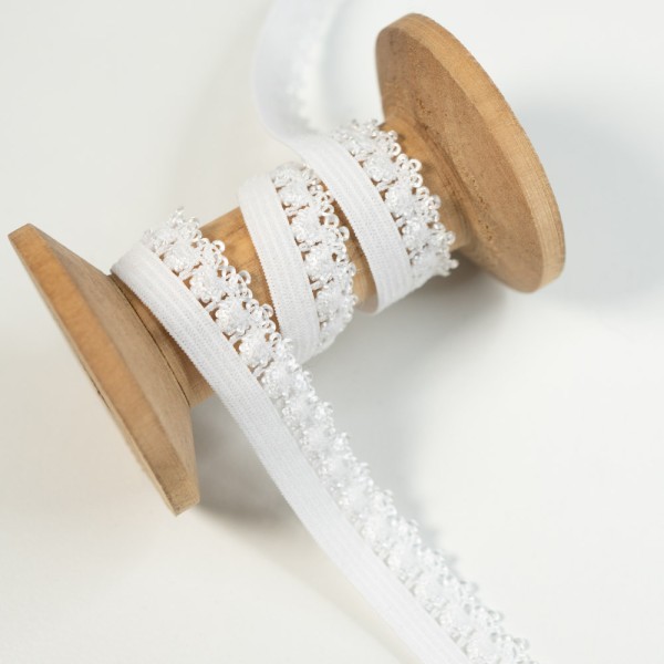 Spitzenband Stretch 13mm weiß