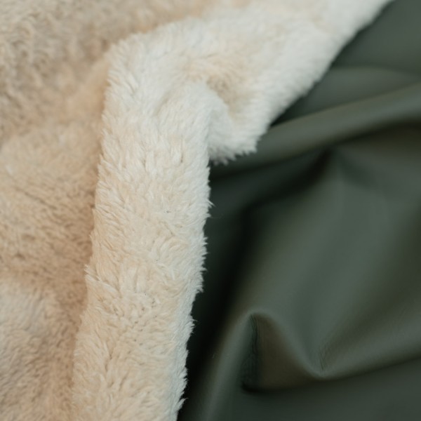 Kunstleder Doubleface Teddy Innenseite khaki