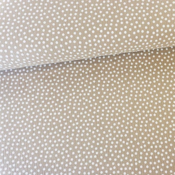 Musselin Double Gauze Punkte beige 100% Baumwolle