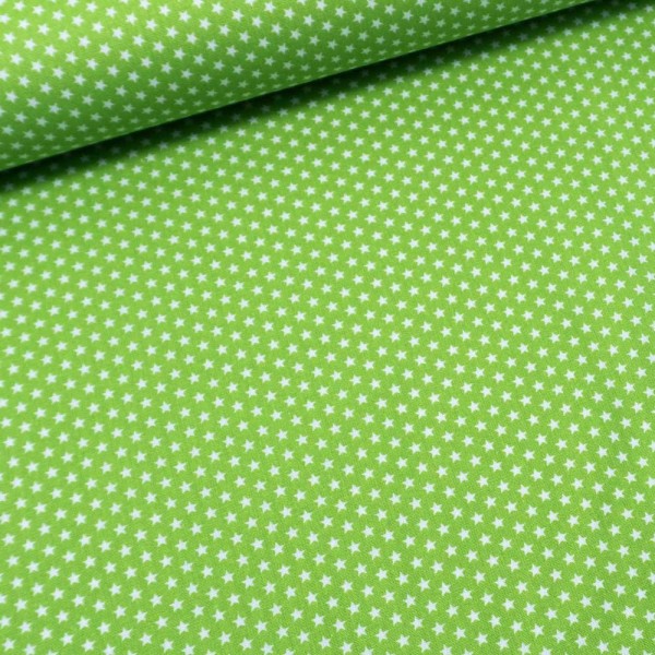 Edle Baumwollwebware Popeline Mini Sterne lime