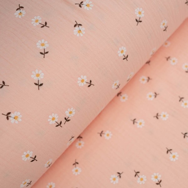 Musselin Double Gänseblümchen pastellrosa