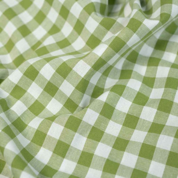 Edle Baumwoll Popeline Karo Groß 8mm lindgrün