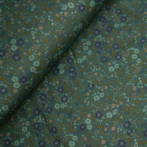 Baumwolljersey Blümchenregen dusty mint