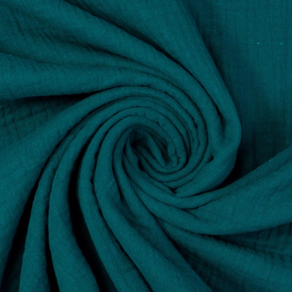 Bio-Musselin Double Gauze Uni petrol