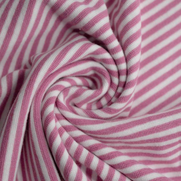 50cm Zuschnitt Bündchen Streifen altrosa-weiß