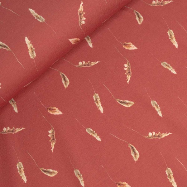 Baumwolljersey Federn dunkles terra