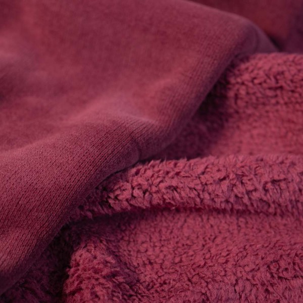 Strickjersey Doubleface Innen Teddy bordeaux