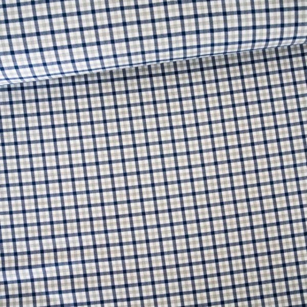 Twill Wool Touch Tartan Check weiß-blau