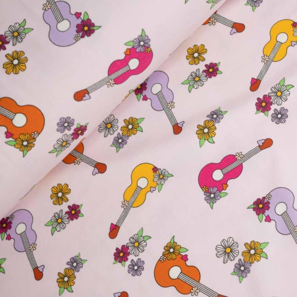 Baumwolljersey Gitarren rosa