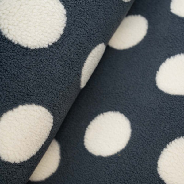 Fester Mantelteddy große Punkte jeansblau