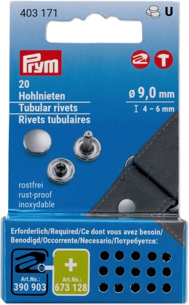 Prym 20Stk Hohlnieten 4-6mm silber