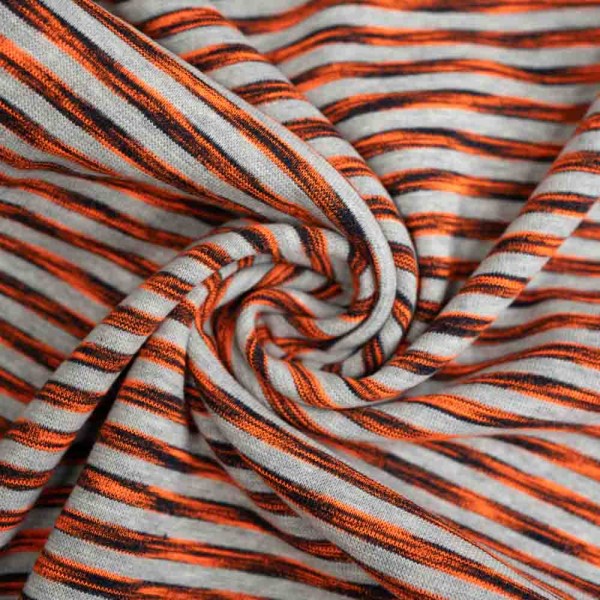 Bündchen Streifen neonorange-grau