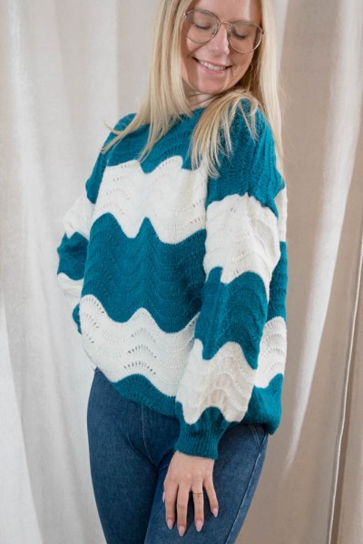 Strick Pullover SOFT Wavey petrol