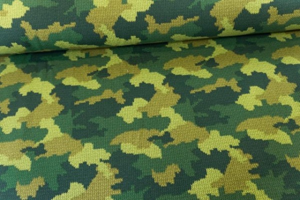 Sweat French Terry angeraut Camouflage Knit grün