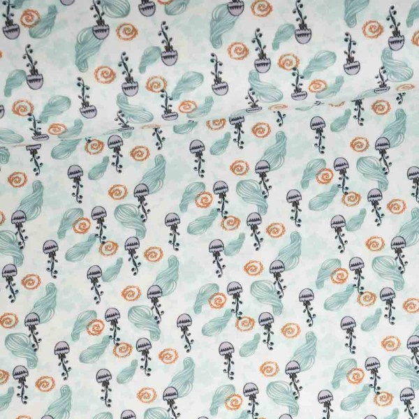 Bio Baumwolljersey kleine Qualle dusty mint