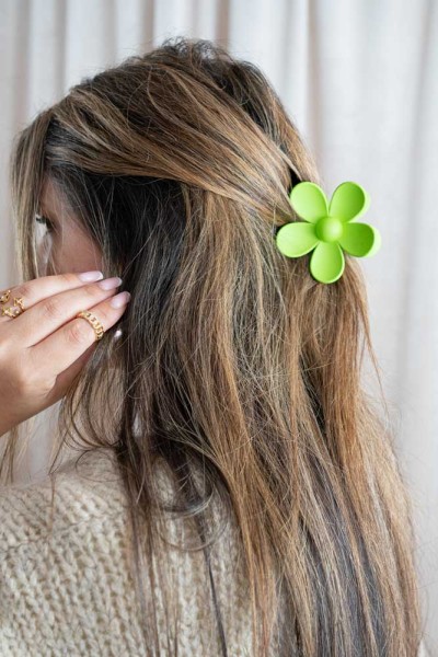 Haarklammer Blume grün